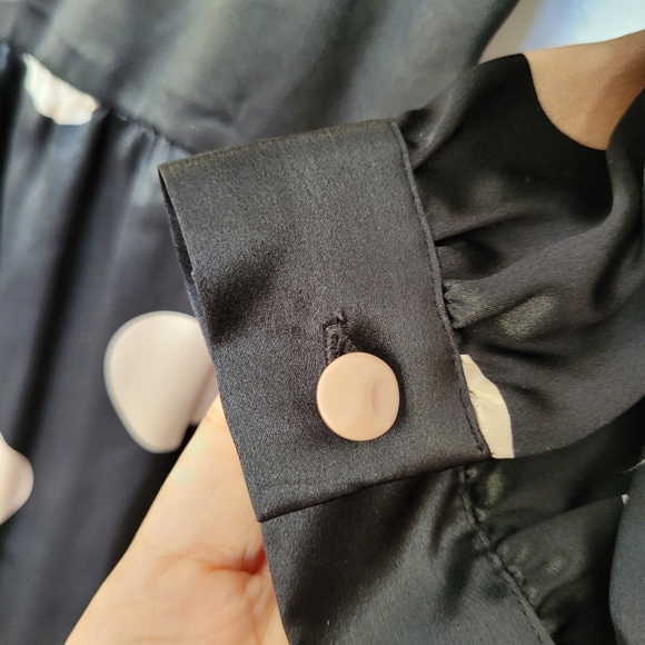 Vintage Betsey Johnson Black Silk Polka Dot Dress Size 4 - Picture 6 of 8